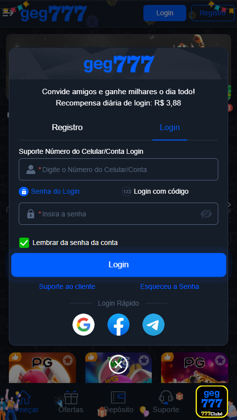 geg777.com Vantagens de Ser Membro